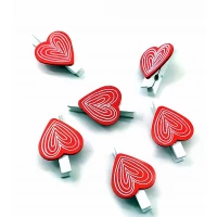 Украшалочки Сердечки прищепка дерево(н-р 6 шт) цена за набор