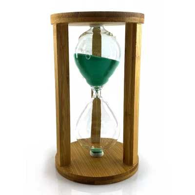 Часы песочные бамбуковые 60 мин бирюзовый песок (19х11х11 см)