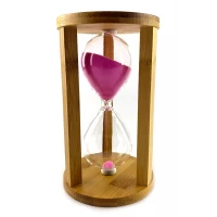 Часы песочные бамбуковые 60 мин розовый песок (19х11х11 см)