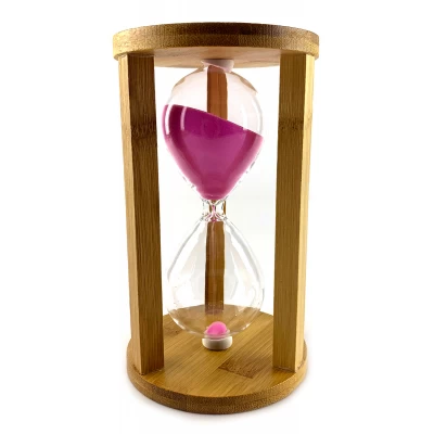 Часы песочные бамбуковые 60 мин розовый песок (19х11х11 см)