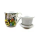 Чашка керамическая с ситом Девушки с папугаем (12х11х9 см)F