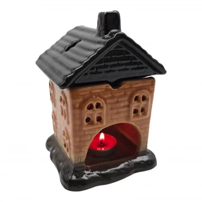 Аромалампа керамическая  Домик черная крыша (12,8 × 10 × 11 см)