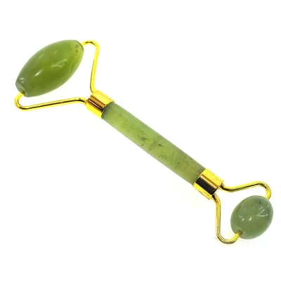 Массажер нефритовый  двойной валик с ручкой в футляре Fine (14,5х5,5х2 см)