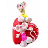 Мышки на сердечке Копилка (12х7х8 см)