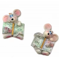 Магнит на холодильник Мышка с деньгами (40 шт/уп)