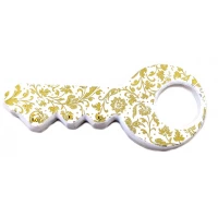 Ключница Ключик деревянная, белая расписная (27х12х2 см)  из массива дерева