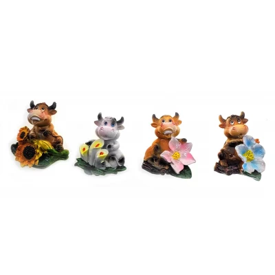 Магнит на холодильник Корова с цветами (6х4 см)(12 шт/уп)