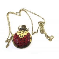 Аромакулон  бронзовый инкрустирован красными камнями (5,5х4,5х2 см)