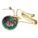 Аромакулон Солнце бронзовый инкрустирован малахитом и кораллами (5,5х4,5х2 см)