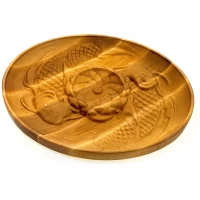 Менажница деревянная Карпы и Лотос (28,5х25х2 см) массив дерева