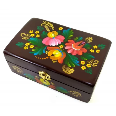 Шкатулка Коричневая с букетом из массива дерева ,ручная роспись (20,5×12,5×8 см) Шкатулка Коричневая с букетом из массива дерева ,ручная роспись (20,5×12,5×8 см)