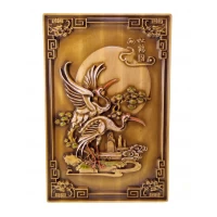 Панно Журавли резное, (43х28х2.2 см) массивдерева,покрыто патиной, эмалями и лаком.