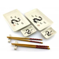 Сервиз для суши Драконы на белом фоне (2 персоны)(28х28,3х3,5 см)