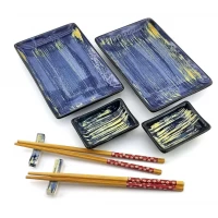 Сервиз для суши Желто синий (2 персоны)(28х28,3х3,5 см)