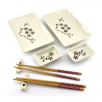 Сервиз для суши Сакура на белом фоне (2 персоны)(28х28,3х3,5 см)U