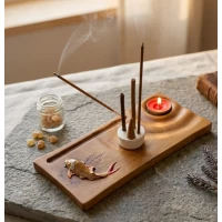 Подставка под благовония Карп (24,5×12×1,8см) массив дерева ,резная покрыта эмалью и лаком.