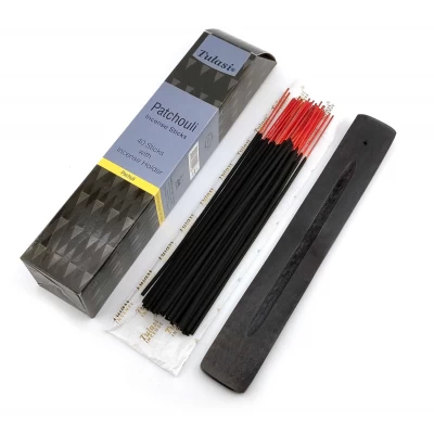 Patchouli 40 Stiks with Incense Holder (Благовония  40 штук  с деревянной подставкой)(Tulasi)