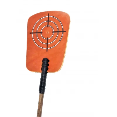 Мухобойка прямоуг с мишенью (61×12×2см),натуральная кожа, натуральное дерево, ручная работа.