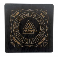 Рунический алтарь из дерева на английском языке, темный (26х26х0,8 см), покрыт эмалью.