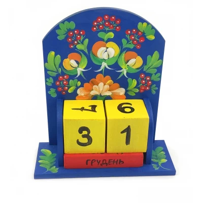 Вечный календарь Червона калина (155х142х60 мм), деревянный ,ручная роспись.
