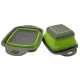 Дуршлаг силиконовый складной с ручками прямоугольный зеленый (23,5х18,5х7 см)