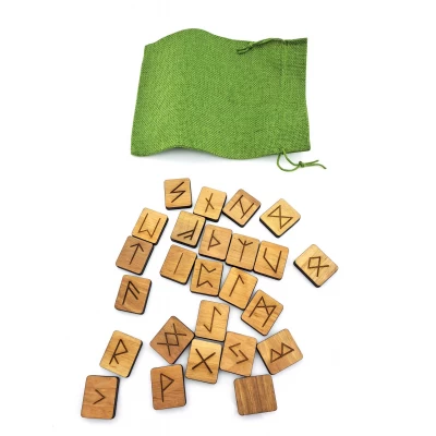 Руны Скандинавские светлые, 25 рун (3,1×2,7×0,7 см) с мешочком ,массив дерева Руны Скандинавские светлые, 25 рун (3,1×2,7×0,7 см) с мешочком ,массив дерева