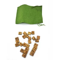 Руны Скандинавские светлые, 25 рун (2,1×1,8×0,6 см) с мешочком ,массив дерева