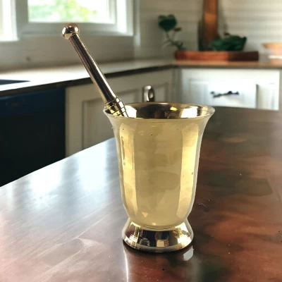 Ступка с пестиком бронзовая (d-8.5 см. h-10.7см) Ступка с пестиком бронзовая (d-8.5 см. h-10.7см)