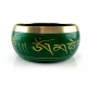 Чаша поющая бронзовая  Будда  зеленая (11.2х 10.1х 5.1 см)