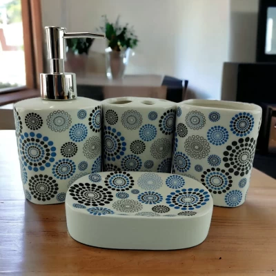 Набор для ванной  керамический Синие круги