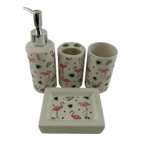 Набор для ванной  керамический Розовый Фламинго