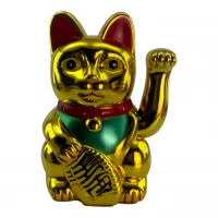 УЦЕНКА Кошка Манэки-нэко машущая лапой  Золотая Лапка пластик (25,5х18х14 см)