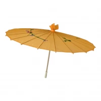 Зонтик из бамбука и шелка  желтый ( 55х 82 см)