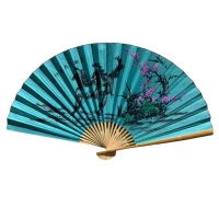 Веер настенный Лошади на бирюзовом фоне ткань (90х5,8х 157 см)