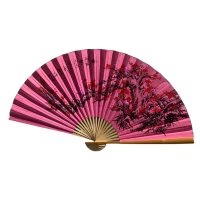 Веер настенный Сакура на розовом фоне ткань (90х5,8х 157 см)