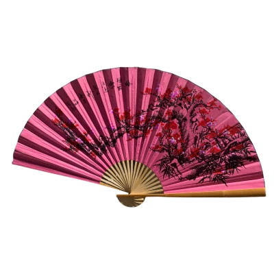 Веер настенный Сакура на розовом фоне ткань (90х5,8х 157 см)