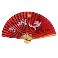 Веер настенный Журавли на красном фоне ткань (122х6х 211 см)