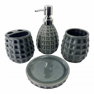 Набор для ванной керамический, серый (28,5х 22,5х 9 см) Набор для ванной керамический, серый (28,5х 22,5х 9 см)