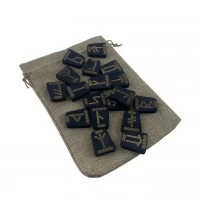 Руны Славянские темные, 18 рун (2,9×2,4×0,7 см) с мешочком , массив дерева