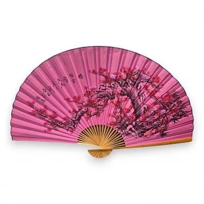 Веер настенный Сакура на розовом фоне ткань (122х6х 211 см)