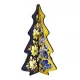 Новогодняя елка Цветочные узоры желто-синяя (18х12х0,4 см).Деревяная елочка, расписано вручную.