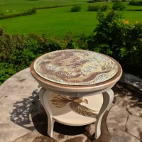 Кофейный, журнальный столик Огненный Дракон Востока(d-530.h-480).массив дерева