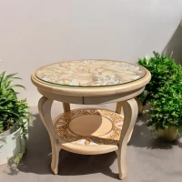 Кофейный, журнальный столик «Ванильный прованс»(d-530mm.h-480mm),массив дерева