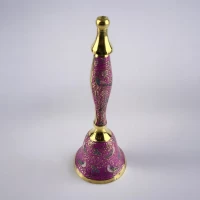 Колокольчик с ручкой с рисунком бронзовый Птицы на розовом фоне(21,5х14х7,4 см)