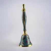 Колокольчик с ручкой с рисунком бронзовый Птицы на голубом фоне(21,5х14х7,4 см)