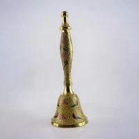 Колокольчик с ручкой с рисунком бронзовый Птицы на желтом фоне (21,5х14х7,4 см)