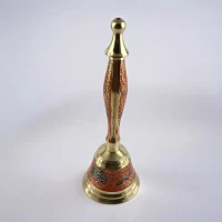 Колокольчик с ручкой с рисунком бронзовый Птицы на оранжевом фоне (21,5х14х7,4 см)