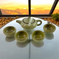 Сервиз керамический оливковый (Чайник - 120 мл чашка 40 мл.)(22х4х8 см)