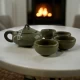 Сервиз керамический оливковый (Чайник - 120 мл чашка 40 мл.)(22х4х8 см)