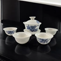 Китайский чайный набор с цветочным орнаментом в подарочной коробке (19х18х10 см)